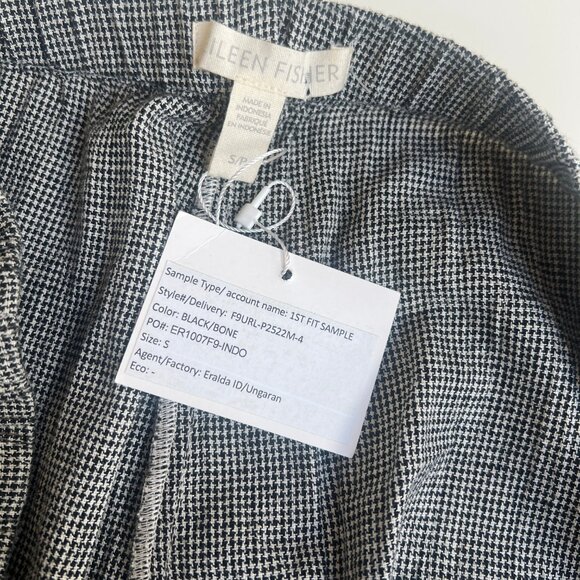 Eileen Fisher Hemp Organic Cotton Linen Grid Ankle Pants - Picture 6 of 8